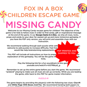 Missing Candy - Escape Game - Printed PDF Shipped To Your Home